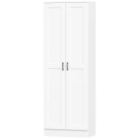 HOMCOM Armário de Despensa 175 cm com Espaço de Armazenamento Armário de Cozinha com Portas Fechamento Suave e Prateleiras Ajustáveis Branco(m-7)