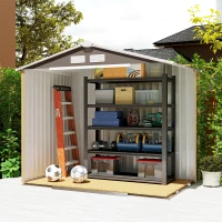 Outsunny Abri de Jardin Multi-équipé en Acier Gris 213 x 127 x 185 cm(m-9)