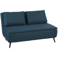 HOMCOM Canapé Convertible 2 Places, Canapé-Lit Clic-Clac 3 en 1 avec Dossier Réglable, Oreiller, Assise Large, Bleu(m-17)