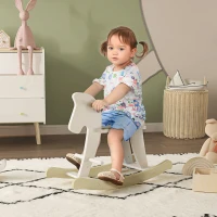 HOMCOM Caballito Balancín para Bebés Caballo Balancín con Base de Madera Diseño Clásico para Niños de 1-3 Años Blanco(m-2)