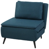 HOMCOM Fauteuil Convertible 1 Place, Fauteuil-Lit Clic-Clac 3 en 1 avec Dossier Réglable, Oreiller, Assise Large, Bleu(m-17)