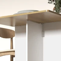 HOMCOM Table à manger pliable pour 6 personnes, table de cuisine sur roulettes avec 2 tiroirs 2 placards, 140x76x74cm, blanc(m-8)
