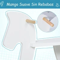 HOMCOM Caballito Balancín para Bebés Caballo Balancín con Base de Madera Diseño Clásico para Niños de 1-3 Años Blanco(m-6)