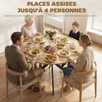 HOMCOM Table à Manger Ronde pour 4 Personnes 100 cm, Style Industriel avec Plateau Aspect Bois, Piètement Croisé en Acier Chêne(m-5)