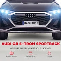 AIYAPLAY Voiture électrique pour enfants Licence Audi Q8 e-tron Sportback 12V télécommande, phares, musique, klaxon, 3-4 ans noir(m-4)