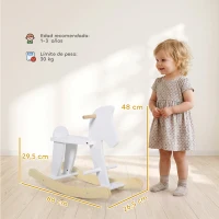 HOMCOM Caballito Balancín para Bebés Caballo Balancín con Base de Madera Diseño Clásico para Niños de 1-3 Años Blanco(m-3)