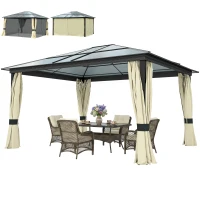 Outsunny Gazebo da Giardino in Alluminio con Tetto in PC, 430x360x265 cm(m-11)