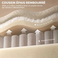 HOMCOM Canapé 2 Places en Velours Côtelé, Canapé de Salon 144 cm avec Assise Large Rembourrée, 2 Oreillers, Beige(m-4)