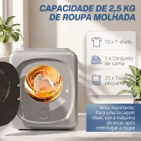 HOMCOM Máquina de Secar Roupa de Exaustão 4 kg 800 W com Ecrã Tátil, Controlo de Tempo e Temperatura, Função Anti-rugas, Prata(m-5)