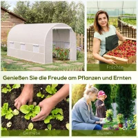 Outsunny Tunnel-Gewächshaus 8m², Tunnel-Gewächshaus mit Tür und 6 Fenstern, PE-Abdeckung 140 g/m² 400 x 200 x 200 cm weiß(m-5)