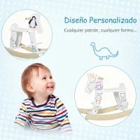 HOMCOM Caballito Balancín para Bebés Caballo Balancín con Base de Madera Diseño Clásico para Niños de 1-3 Años Blanco(m-4)