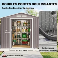 Outsunny Abri de Jardin Multi-équipé en Acier Gris 213 x 127 x 185 cm(m-5)