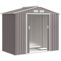 Outsunny Abri de Jardin Multi-équipé en Acier Gris 213 x 127 x 185 cm(m-12)