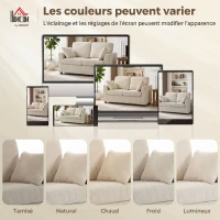 HOMCOM Canapé 2 Places en Velours Côtelé, Canapé de Salon 144 cm avec Assise Large Rembourrée, 2 Oreillers, Beige(m-7)