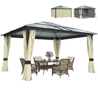 Outsunny Gazebo da Giardino in Alluminio con Tetto in PC, 430x360x265 cm(m-1)
