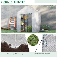 Outsunny kunststof kas met 4 planken en stalen frame, wit, 143 x 143 x 195 cm(m-7)