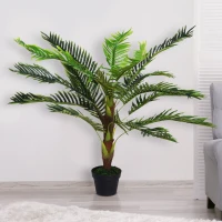 Outsunny Palmier Artificiel Hauteur 123 cm Arbre Artificiel décoration Plastique Fil de Fer Pot Inclus Vert(m-10)