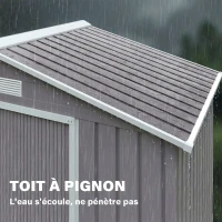 Outsunny Abri de Jardin Multi-équipé en Acier Gris 213 x 127 x 185 cm(m-7)