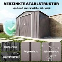 Outsunny Abri de Jardin Multi-équipé en Acier Gris 213 x 127 x 185 cm(m-4)