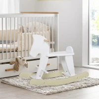 HOMCOM Caballito Balancín para Bebés Caballo Balancín con Base de Madera Diseño Clásico para Niños de 1-3 Años Blanco(m-8)