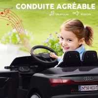 AIYAPLAY Voiture électrique pour enfants Licence Audi Q8 e-tron Sportback 12V télécommande, phares, musique, klaxon, 3-4 ans noir(m-6)