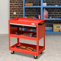 Homcom Chariot à Outils en Acier Rouge et Noir 78 x 35 x 76 cm(m-10)