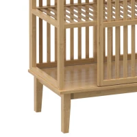 HOMCOM Armoire Chambre Penderie en Bambou 5 Niveaux avec Porte Coulissante, Design Aéré à Lattes, Bois Naturel(m-13)