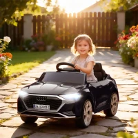 AIYAPLAY Voiture électrique pour enfants Licence Audi Q8 e-tron Sportback 12V télécommande, phares, musique, klaxon, 3-4 ans noir(m-10)
