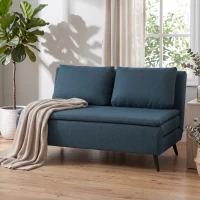 HOMCOM Canapé Convertible 2 Places, Canapé-Lit Clic-Clac 3 en 1 avec Dossier Réglable, Oreiller, Assise Large, Bleu(m-15)