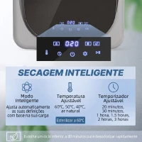 HOMCOM Máquina de Secar Roupa de Exaustão 4 kg 800 W com Ecrã Tátil, Controlo de Tempo e Temperatura, Função Anti-rugas, Prata(m-4)