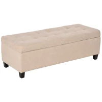 HOMCOM Polsterbank mit Stauraum, Knopfheftung, bis 120 kg, 125 x 49 x 41,5 cm, Beige(m-12)