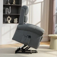 HOMCOM Massagesessel mit Aufstehhilfe, Relaxsessel, Vibrationsköpfe, mit Neigefunktion, Leinenoptik, Grau(m-9)