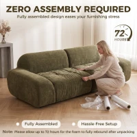 HOMCOM Canapé 3 Places en Chenille 244 cm, Canapé Salon Moderne, Assise et Accoudoirs Larges, Ressorts Ensachés, Vert Foncé(m-4)