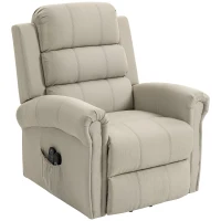 HOMCOM Massagesessel mit Aufstehhilfe, Relaxsessel, Vibrationsköpfe, mit Neigefunktion, Leinenoptik, Beige(m-11)
