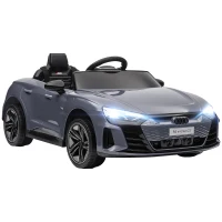 HOMCOM Kinder-Elektroauto mit Fernbedienung, Sicherheitsgurt, Hupe, Musik, Scheinwerfer, bis 5 km/h, 3-5 Jahre, Grau(m-12)