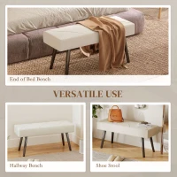 HOMCOM Upholstered Hallway Bench, End of Bed Bench with X-Shape Design and Steel Legs, Cream(m-6)