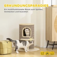 PawHut Kattenvat, krabpaal met 2 niveaus, springplatform, uitkijkpunt, krabmat, om te rusten en te spelen, beige(m-4)