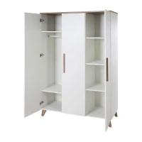 Chambre bébé complete : Lit évolutif 70 x 140 cm + commode a langer + armoire 3 portes - OLE - ROBA - Chene foncé / Blanc(m-4)