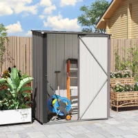 Outsunny Casetta da Giardino in Acciaio Porta Attrezzi con Catenaccio, 161.5x94.5x196cm, Grigio Chiaro(m-9)
