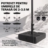 Outsunny Bază pentru Umbrelă de Grădină 3,5 m cu Mânere, din HDPE și Oțel, 49x49x36,5 cm, Negru(m-4)