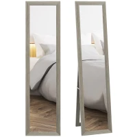 HOMCOM Espejo de Cuerpo Entero 37x157 cm Espejo de Pie Espejo de Pared Forma Rectangular con Marco de Madera Gris(m-1)