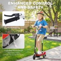 HOMCOM Powered Powered Scooter Ride-On, with Brakes, Adjustable Seat, Adjustable Handlebars, Red(m-7)