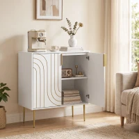 HOMCOM Modern Kitchen Cupboard, Storage Cabinet with 2 Doors, Adjustable Shelf and Metal Legs, White(m-14)