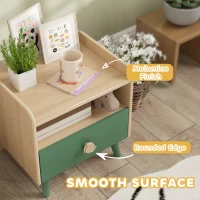 AIYAPLAY Comodino con Cassetto per Bambini 3-10 Anni in Legno e Legno di Pino, 40x32.5x40 cm, Verde(m-7)