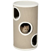 PawHut Tonneau à Gratter pour Chat, Tour à Griffer en Sisal à 3 Niveaux Recouvert de Peluche, Ø 38 x 70 cm, Marron(m-11)