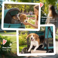 PawHut Dog Stroller, 3 Wheels Pet Stroller with Dual Entry, Easy One-Click Quick Fold, Mesh Windows, Washable Cushion(m-7)