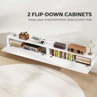 HOMCOM 80cm Floating TV Stand, Wall Mount TV Unit with Cable Management Hole, Fits up to 72" TV, White(m-5)