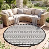 Outsunny Terrasvloerkleed voor buiten, weerbestendig, modern ontwerp, 365 cm x 274 cm x 0,3 cm, zwart + wit(m-2)