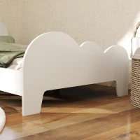 AIYAPLAY Letto Montessori per Bambini 3-8 Anni, 143.5x74.5 cm con Sponde Anti-Caduta, Forma di Nuvola in Legno, Bianco(m-8)