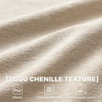 HOMCOM Canapé 3 places en chenille 248 cm, canapé salon moderne, large assise rembourrée, coussins à ressorts, beige(m-5)